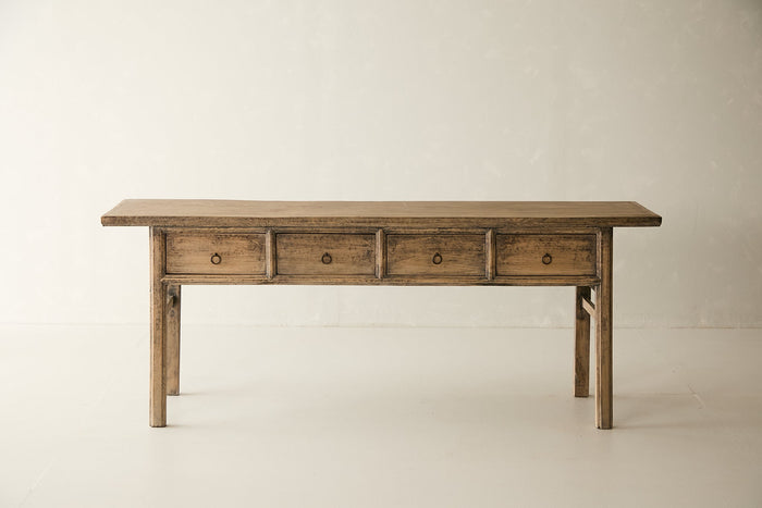 Vintage Solid Elm 4-Drawer Console - Circa 1925 No. O118