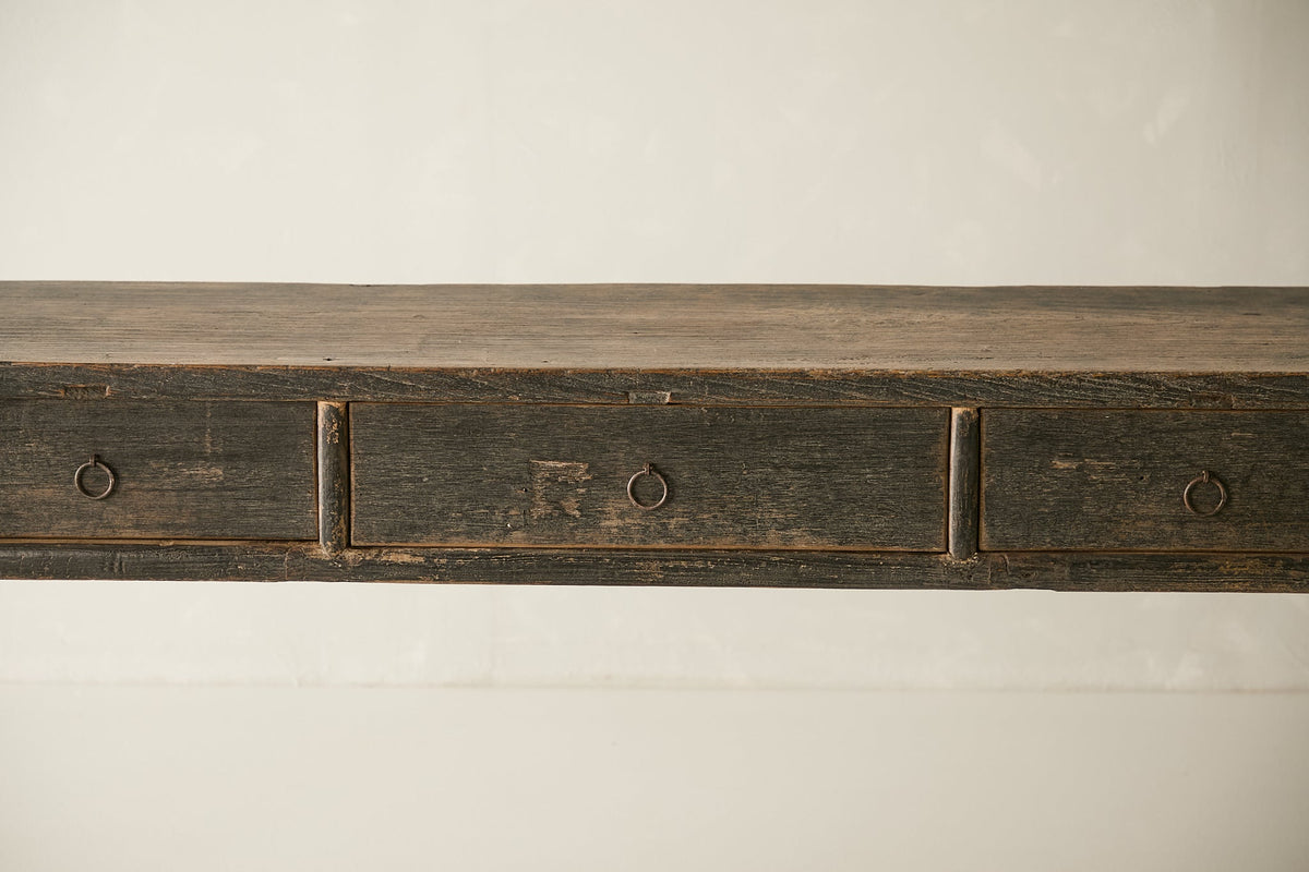 Vintage Solid Elm 3-Drawer Console - Circa 1925 No. O119