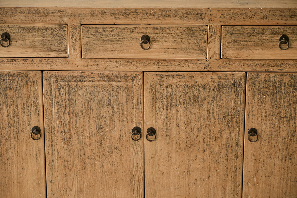 Vintage Solid Pine 4-Door Sideboard - Circa 1925 No. O135