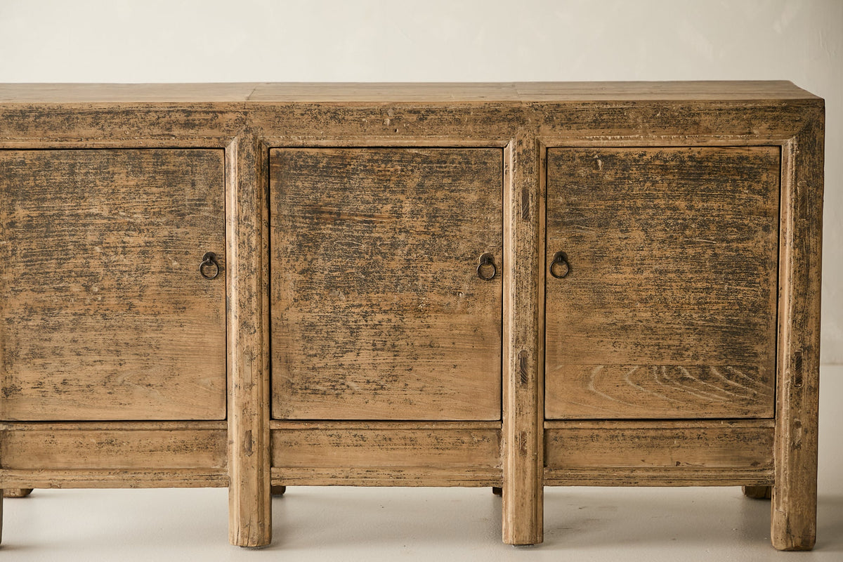 Vintage Solid Elm 3-Door Sideboard - Circa 1905 No. O139