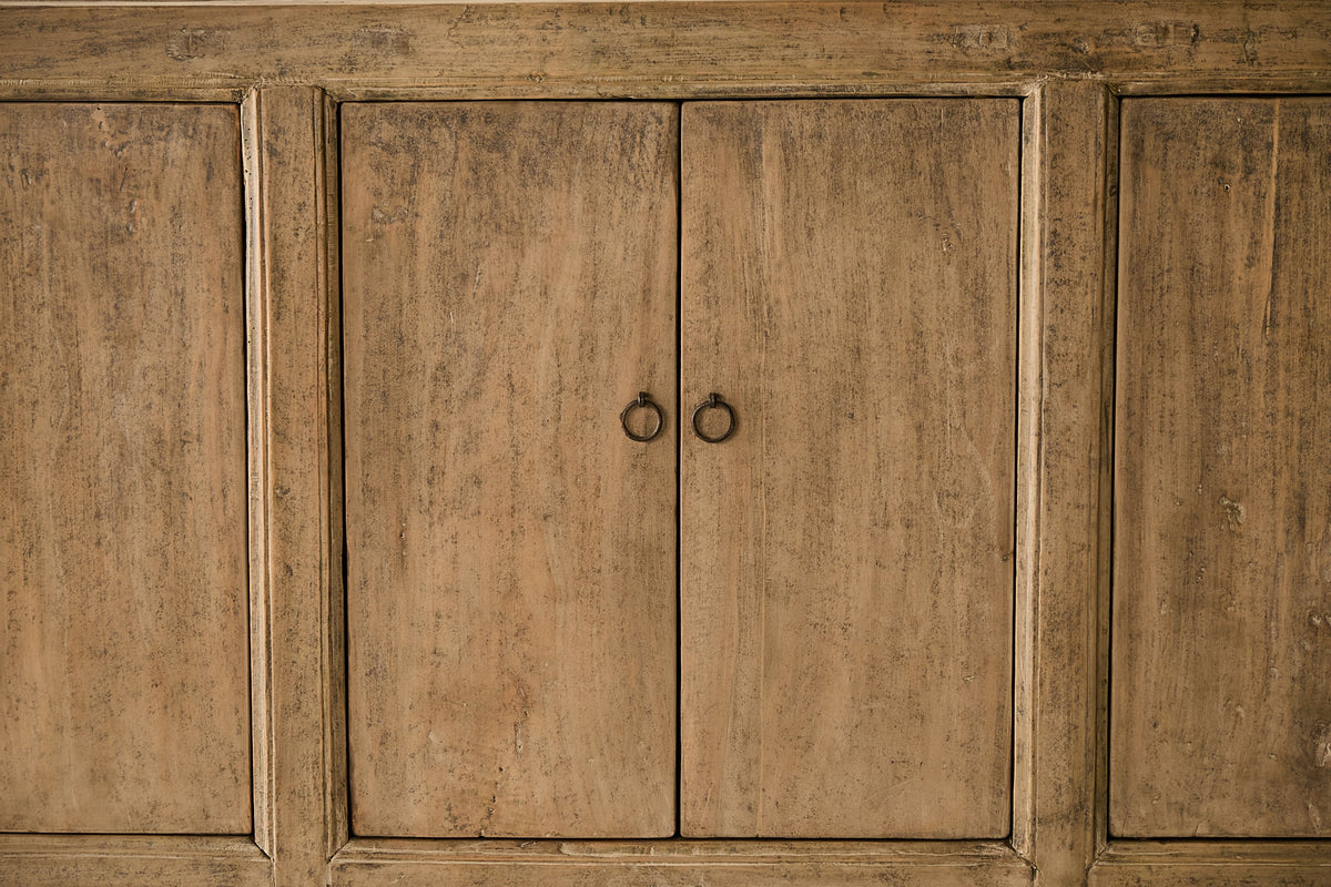 Vintage Solid Elm 6-Door Sideboard - Circa 1905 No. O143