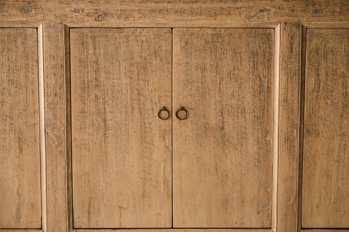 Vintage Solid Elm 6-Door Sideboard - Circa 1905 No. O144