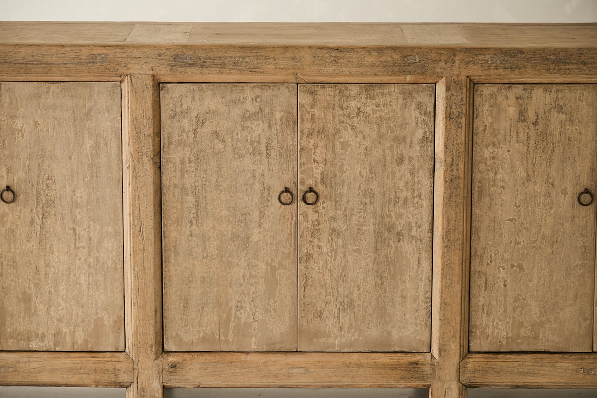 Vintage Solid Elm 6-Door Sideboard - Circa 1905 No. O150