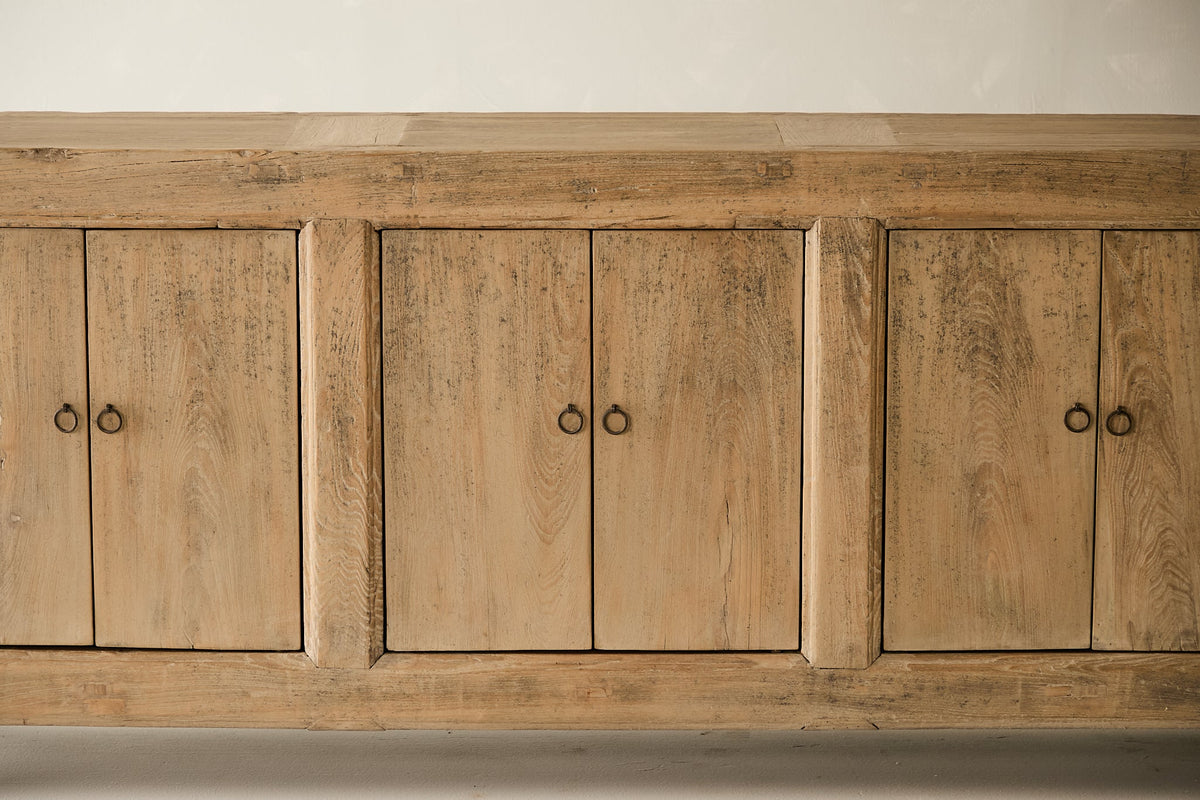 Vintage Solid Elm 6-Door Sideboard - Circa 1905 No. O151