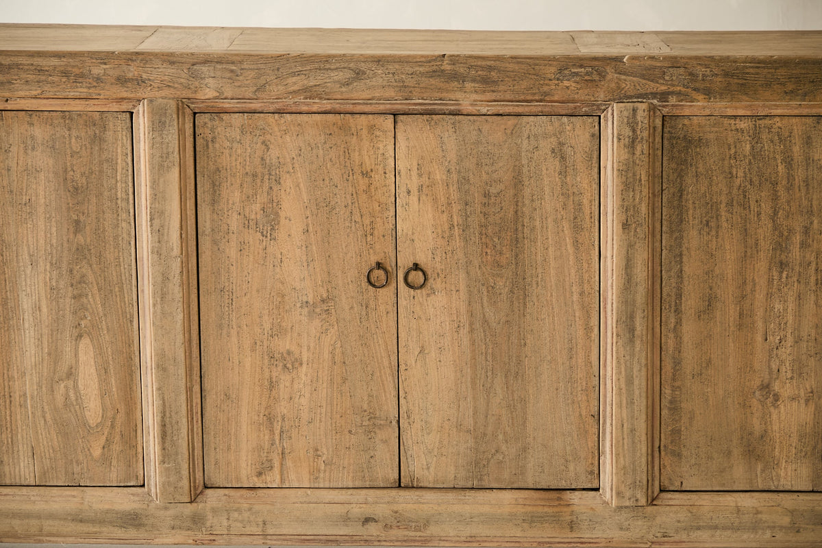 Vintage Solid Elm 6-Door Sideboard - Circa 1905 No. O152