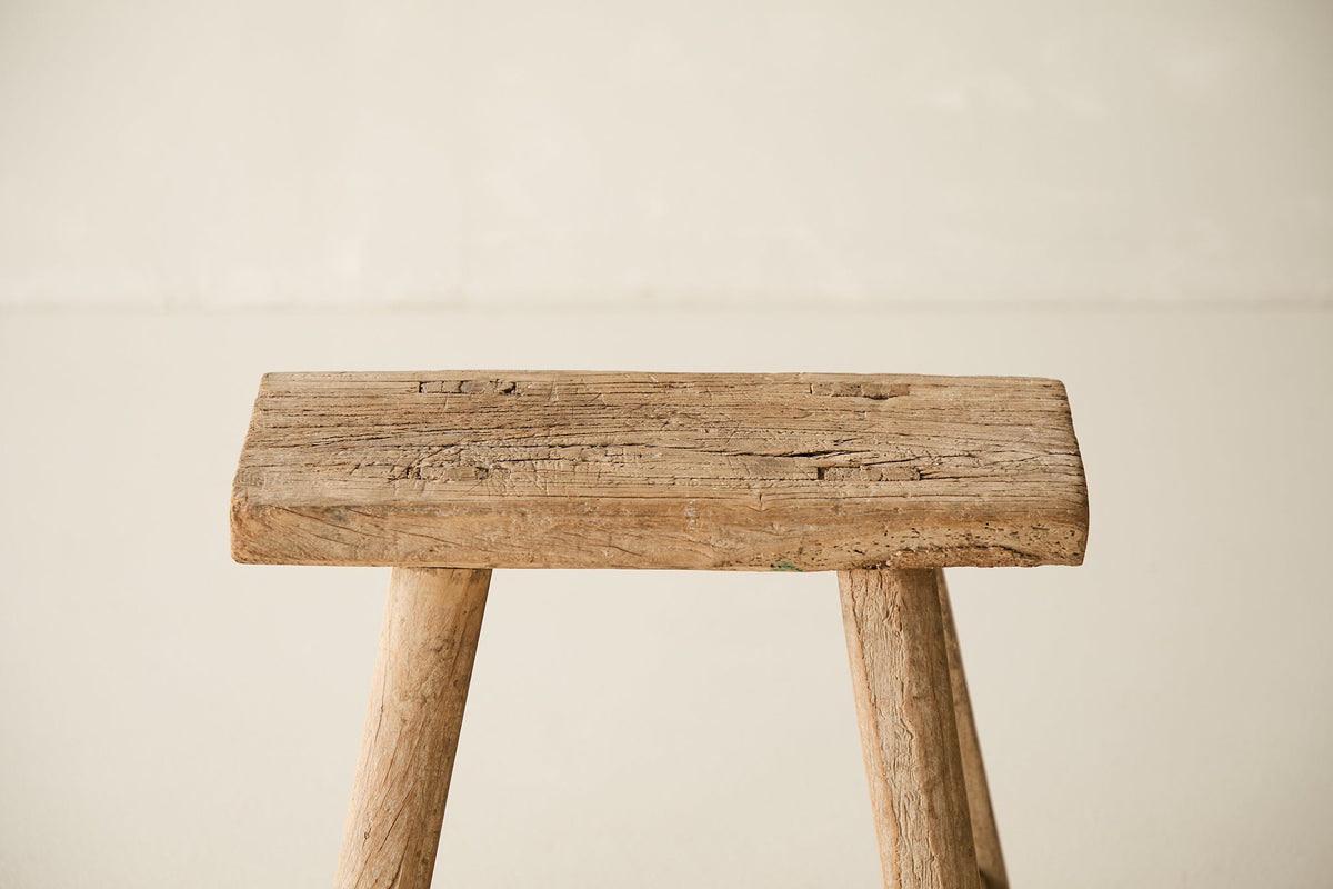 Vintage Solid Elm Stool - Circa 1945 No. O168