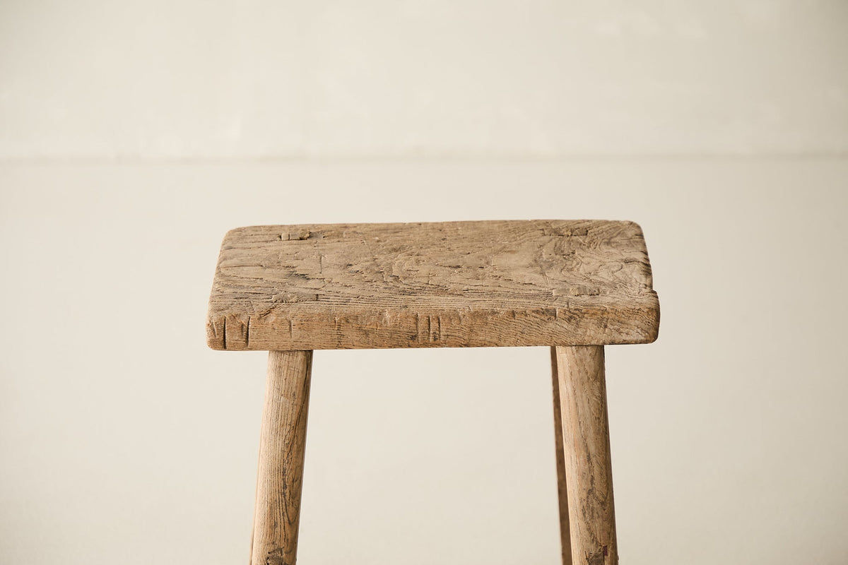 Vintage Solid Elm Stool - Circa 1945 No. O169
