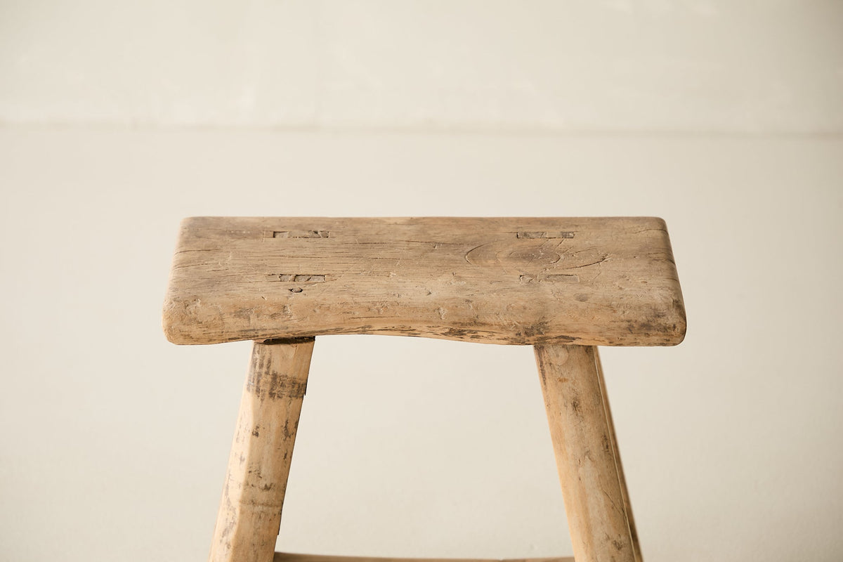 Vintage Solid Elm Stool - Circa 1945 No. O170