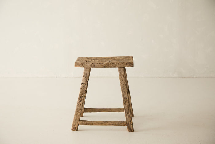 Vintage Solid Elm Stool - Circa 1945 No. O173
