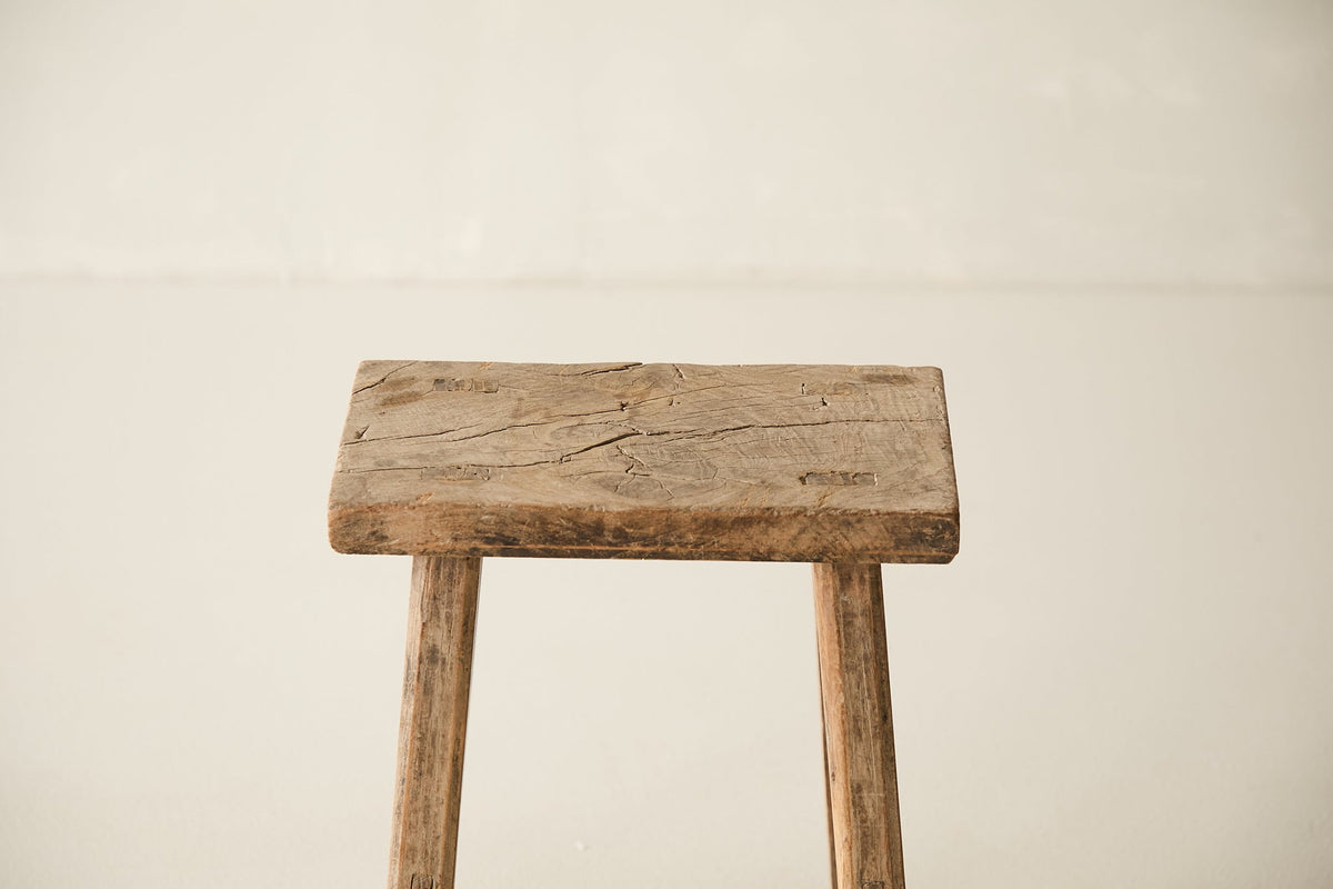 Vintage Solid Elm Stool - Circa 1945 No. O175