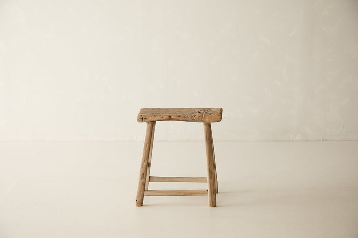 Vintage Solid Elm Stool - Circa 1945 No. O180