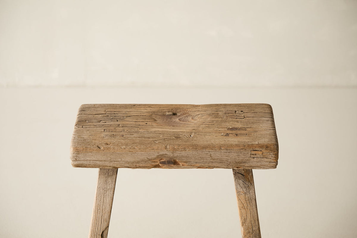 Vintage Solid Elm Stool - Circa 1945 No. O183