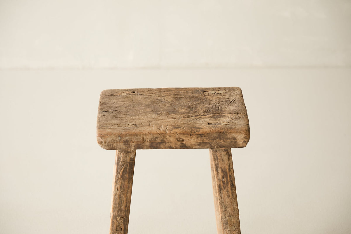 Vintage Solid Elm Stool - Circa 1945 No. O185