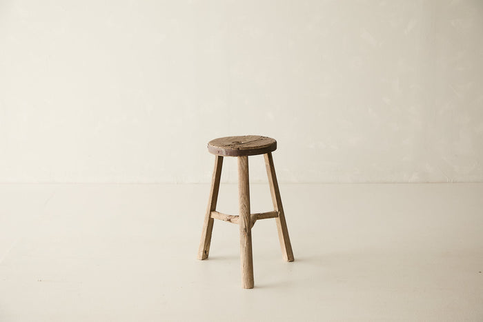 Vintage Solid Elm Stool - Circa 1945 No. O190