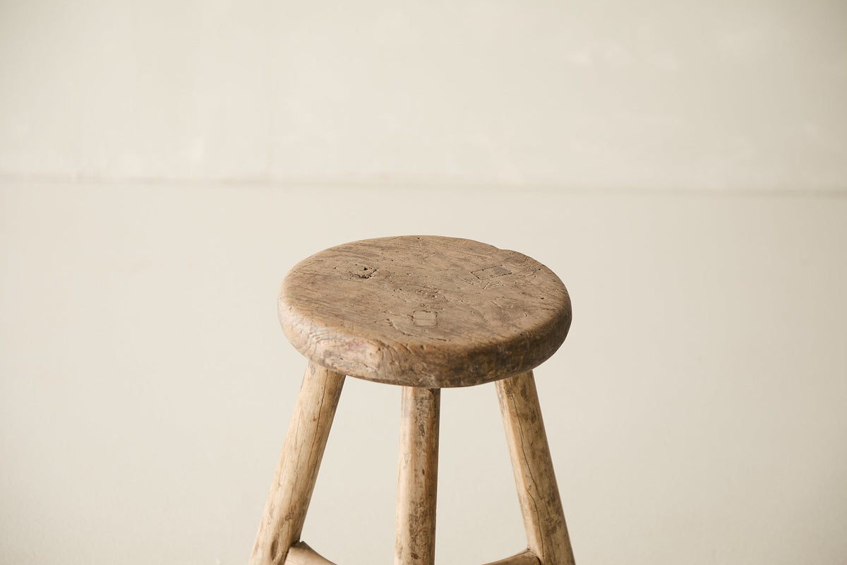 Vintage Solid Elm Stool - Circa 1945 No. O192