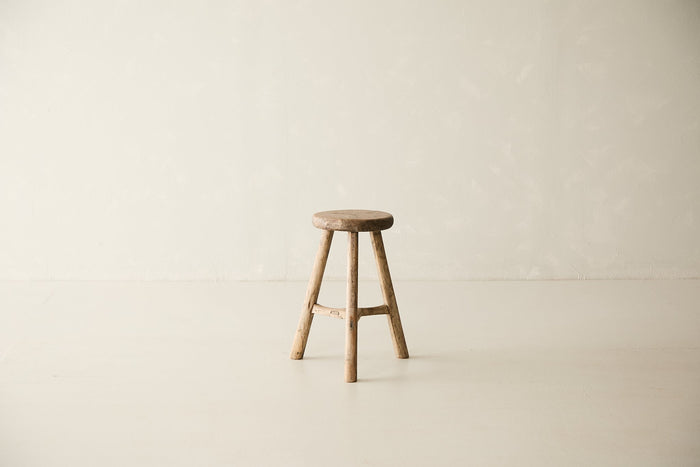 Vintage Solid Elm Stool - Circa 1945 No. O192