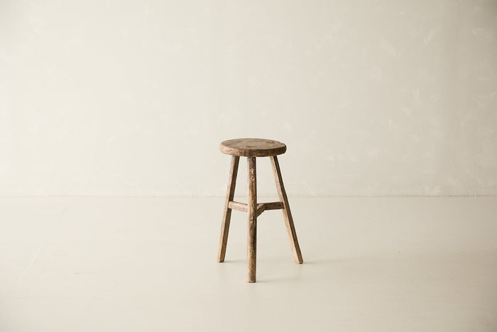 Vintage Solid Elm Stool - Circa 1945 No. O194