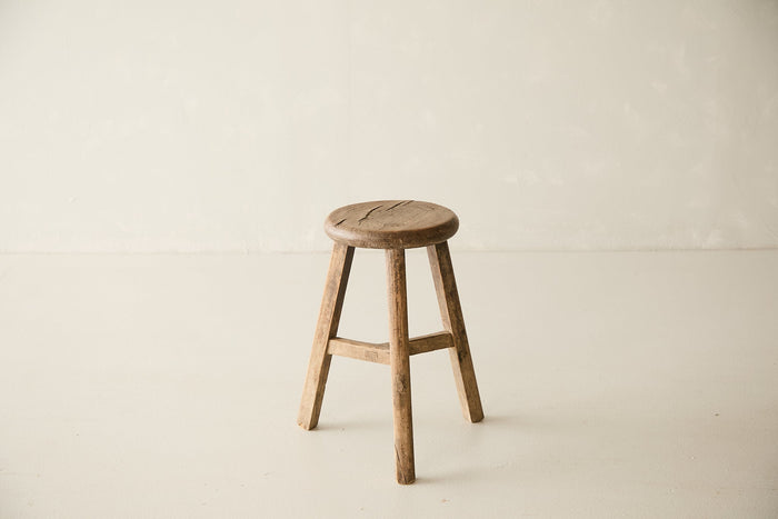 Vintage Solid Elm Stool - Circa 1945 No. O197