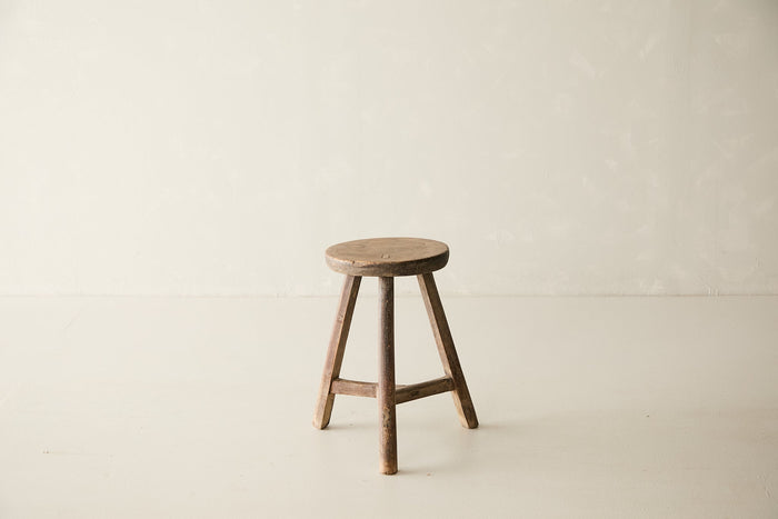 Vintage Solid Elm Stool - Circa 1945 No. O199