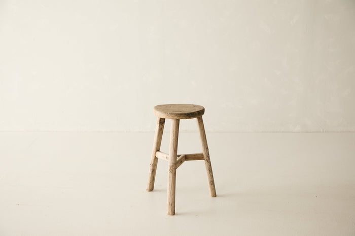 Vintage Solid Elm Stool - Circa 1945 No. O200