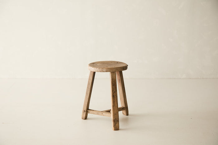 Vintage Solid Elm Stool - Circa 1945 No. O201