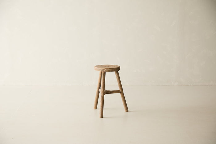 Vintage Solid Elm Stool - Circa 1945 No. O204
