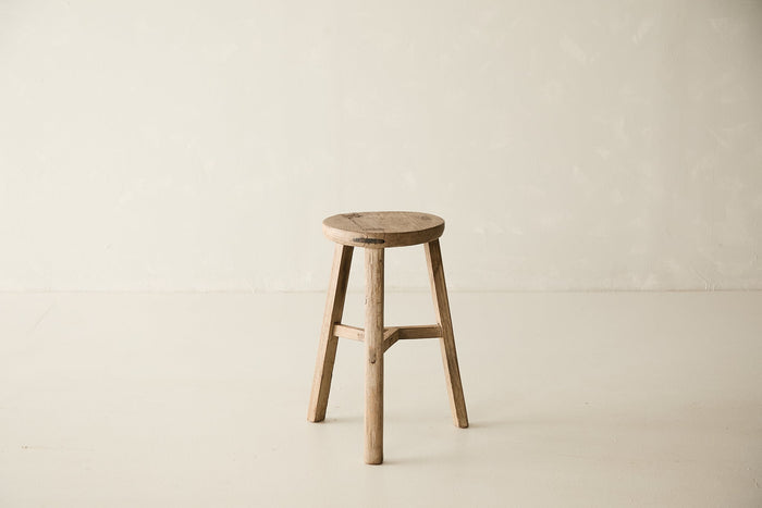 Vintage Solid Elm Stool - Circa 1945 No. O205