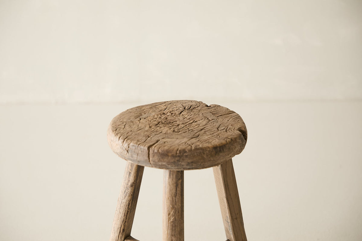 Vintage Solid Elm Stool - Circa 1945 No. O209
