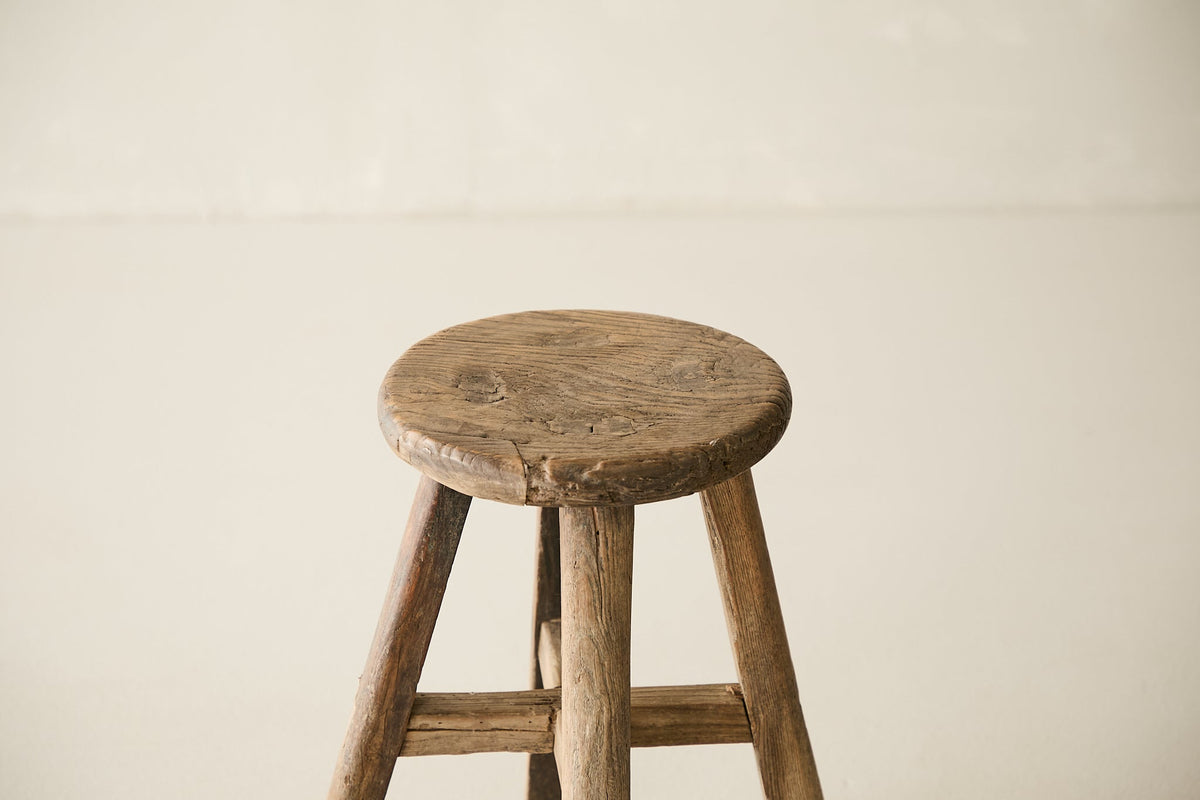 Vintage Solid Elm Stool - Circa 1945 No. O211