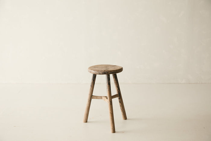 Vintage Solid Elm Stool - Circa 1945 No. O215