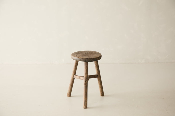 Vintage Solid Elm Stool - Circa 1945 No. O217