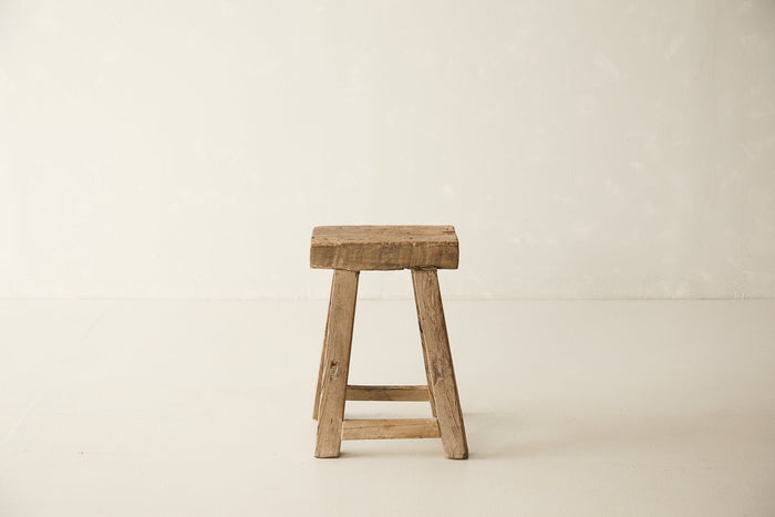 Vintage Solid Elm Stool - Circa 1945 No. O219