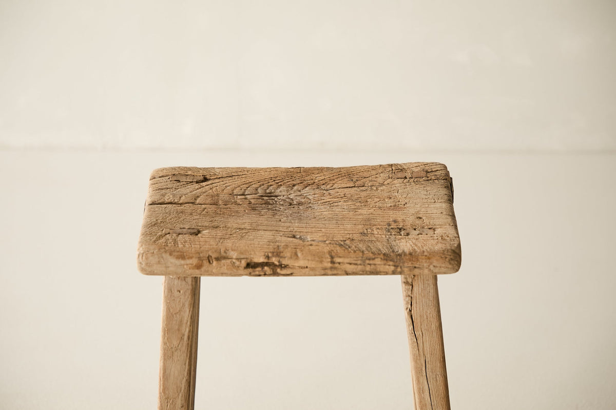 Vintage Solid Elm Stool - Circa 1945 No. O222