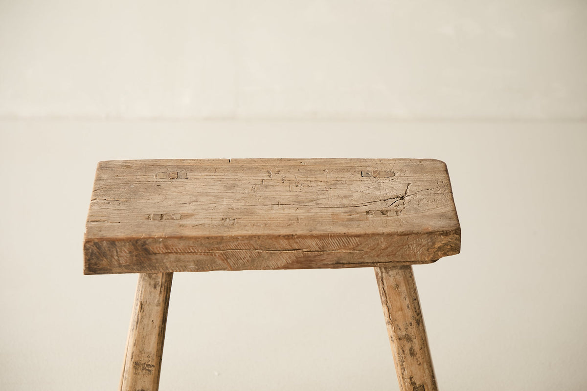 Vintage Solid Elm Stool - Circa 1945 No. O223