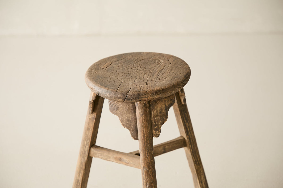 Vintage Solid Elm Stool - Circa 1945 No. O225
