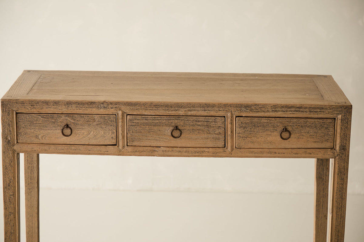 Vintage Solid Elm 3-Drawer Console - Circa 1945 No. AP36