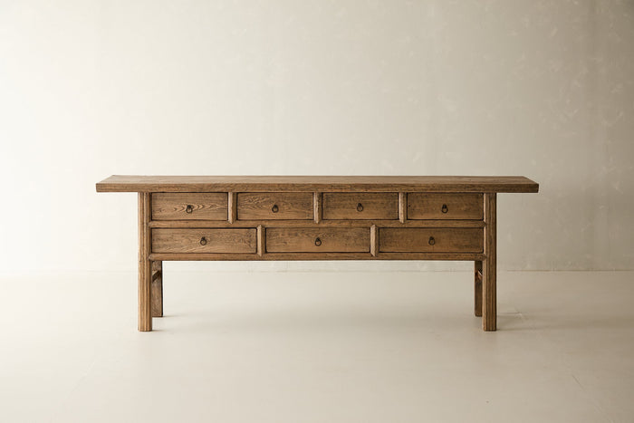 Vintage Solid Elm 7-Drawer Console - Circa 1875 No. AP58