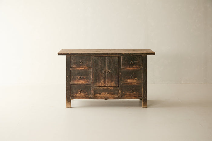 Vintage Solid Elm 6-Drawer Sideboard - Circa 1875 No. AP75