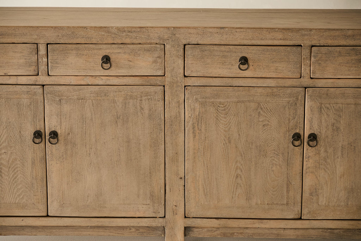 Vintage Solid Elm 4-Door Sideboard - Circa 1875 No. AP78