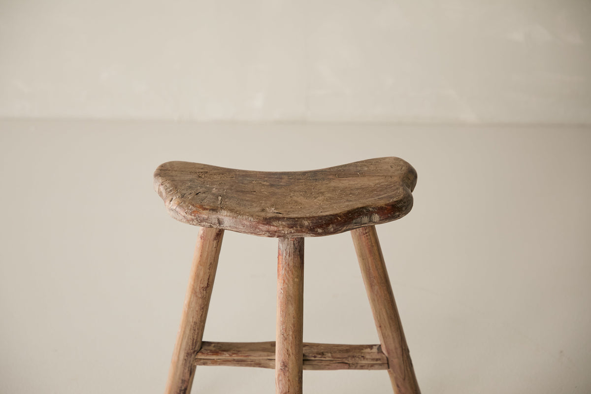 Vintage Solid Elm Saddle Stool - Circa 1955 No. JJ2