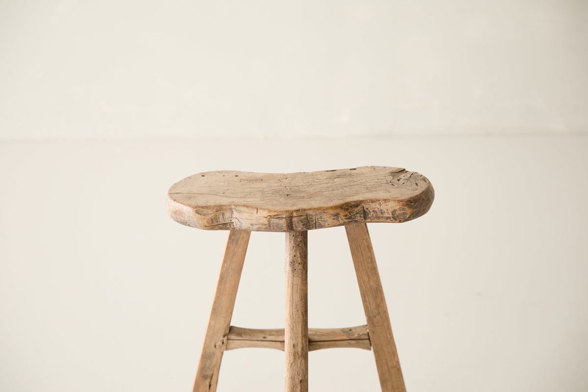Vintage Solid Elm Saddle Stool - Circa 1955 No. JJ4