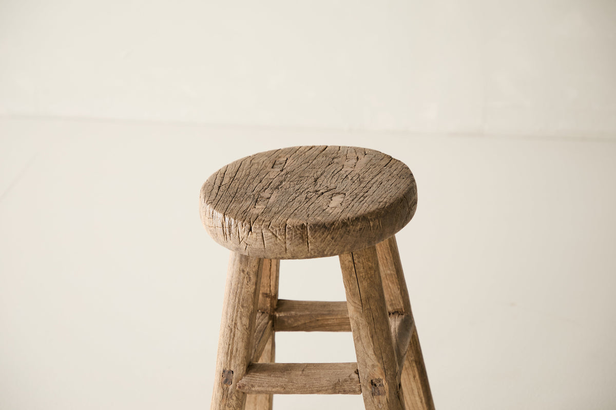 Vintage Solid Elm Cobbler Stool - Circa 1955 No. J27