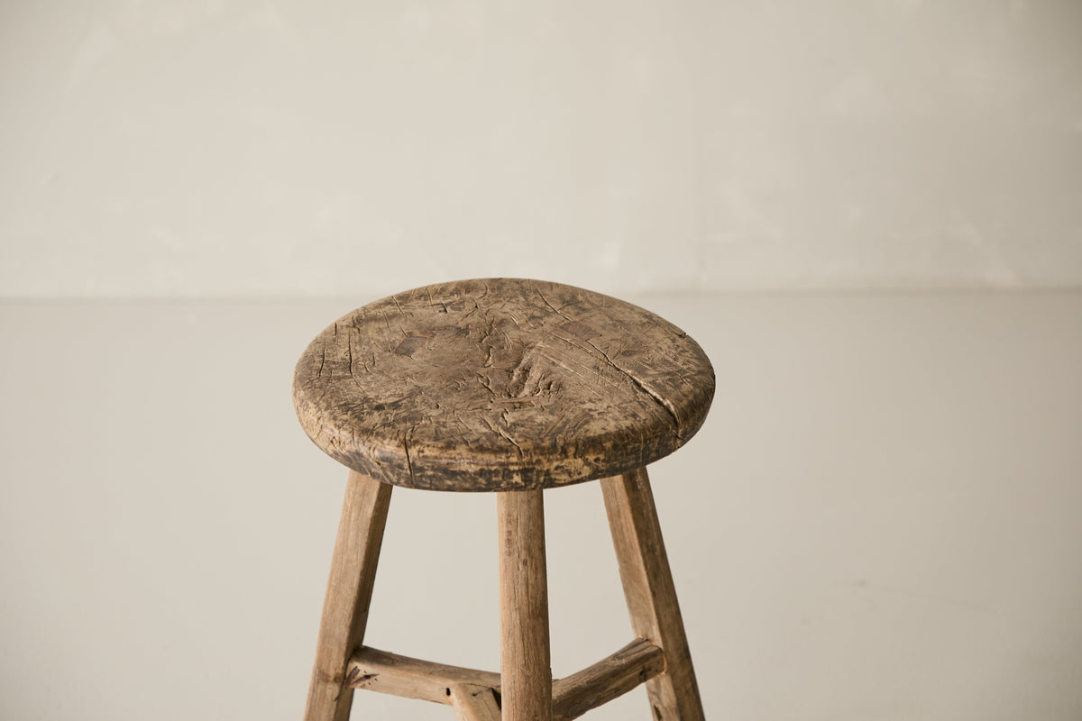 Vintage Solid Elm Cobbler Stool - Circa 1955 No. J29