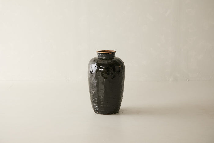 Vintage Black Porcelain Pot - Circa 1940