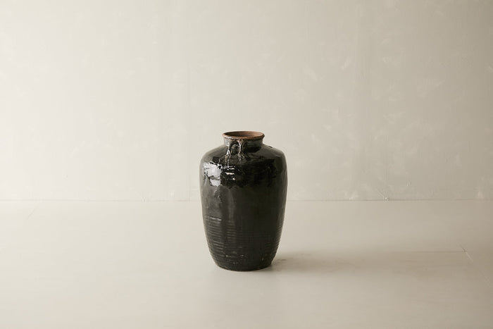 Vintage Black Porcelain Pot - Circa 1940