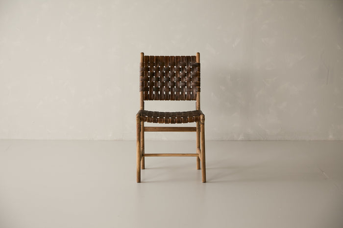 Trellis Dining Chair - Dark Brown Leather