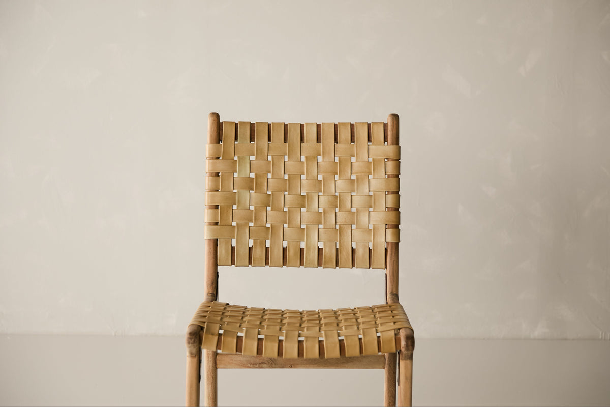 Trellis Dining Chair - Tan Leather