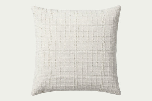 This clean ivory modern throw pillow features a stitched grid design for a hint of texture. The accent pillow cover is made of cotton 22"x22".