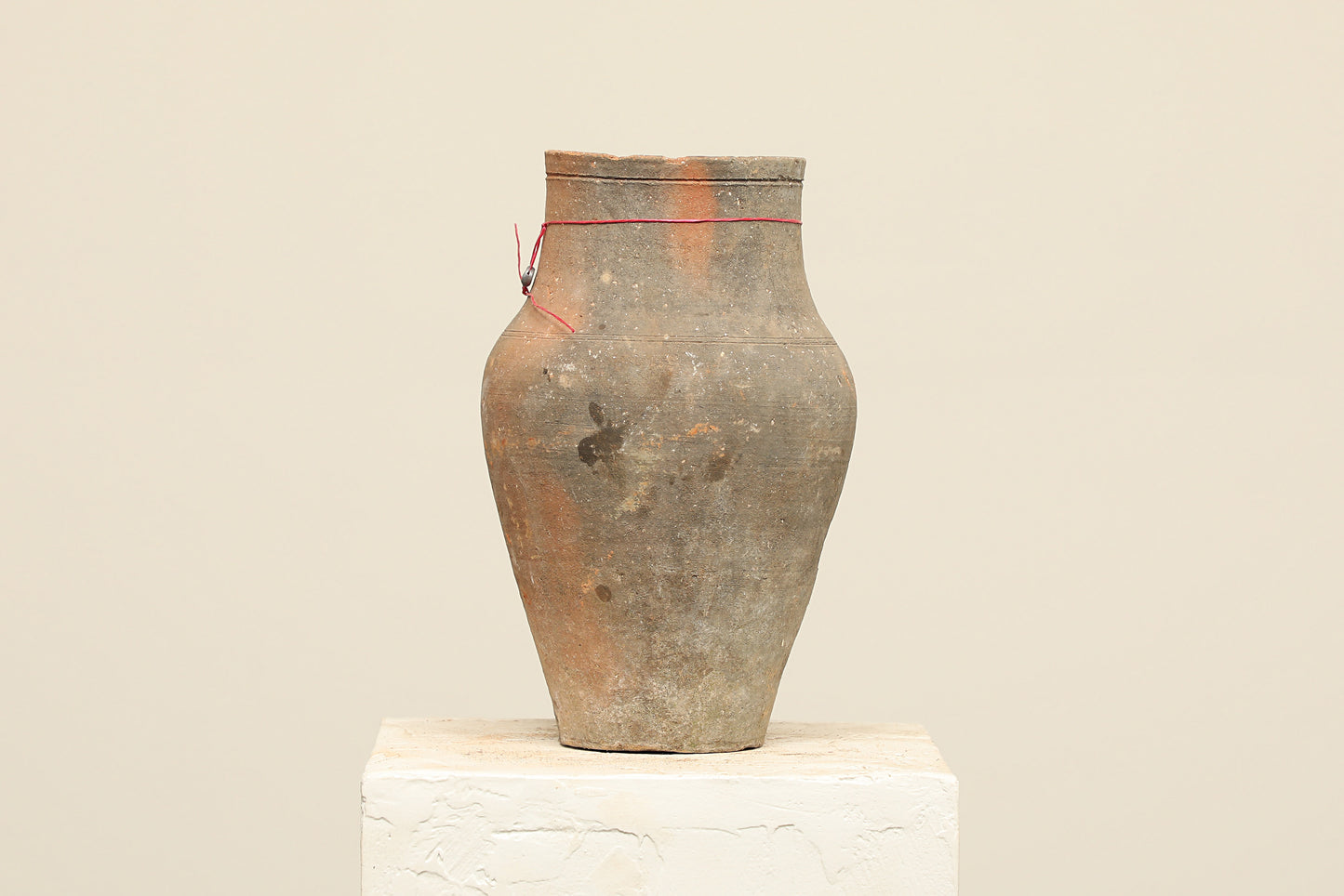 A one-of-a-kind natural Turkish vintage vase pot without a handle, crafted from terra cotta clay, this piece showcases timeless quality and antique craftsmanship, adding a unique touch of history to your space