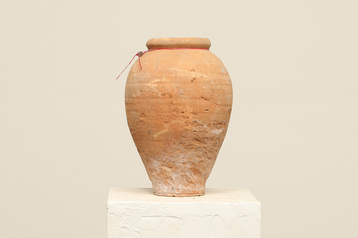 A one-of-a-kind natural Turkish vintage vase pot without a handle, crafted from terra cotta clay, this piece showcases timeless quality and antique craftsmanship, adding a unique touch of history to your space